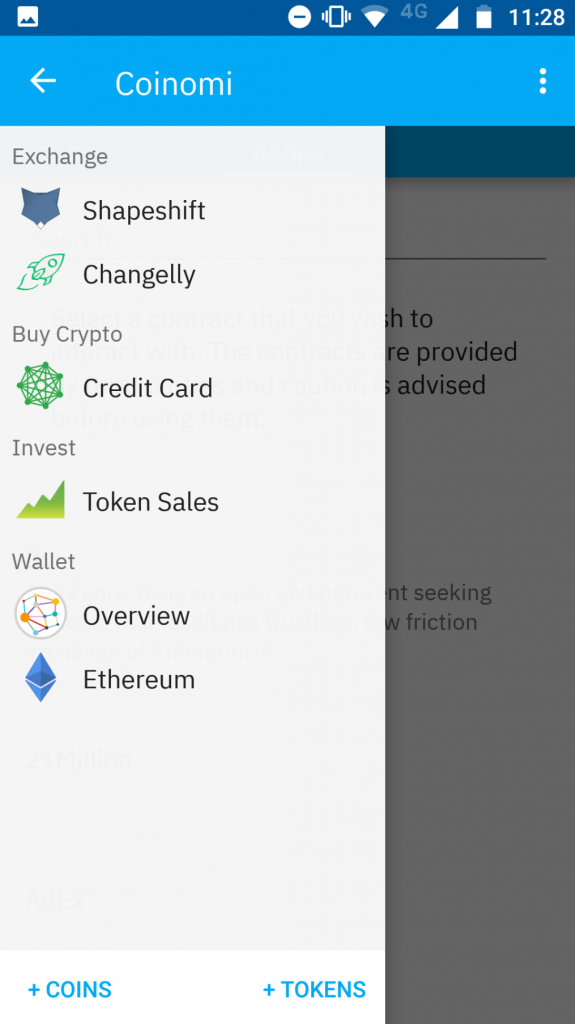 Coinomi User Interface