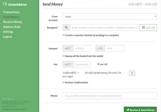 GreenAddress Send Money