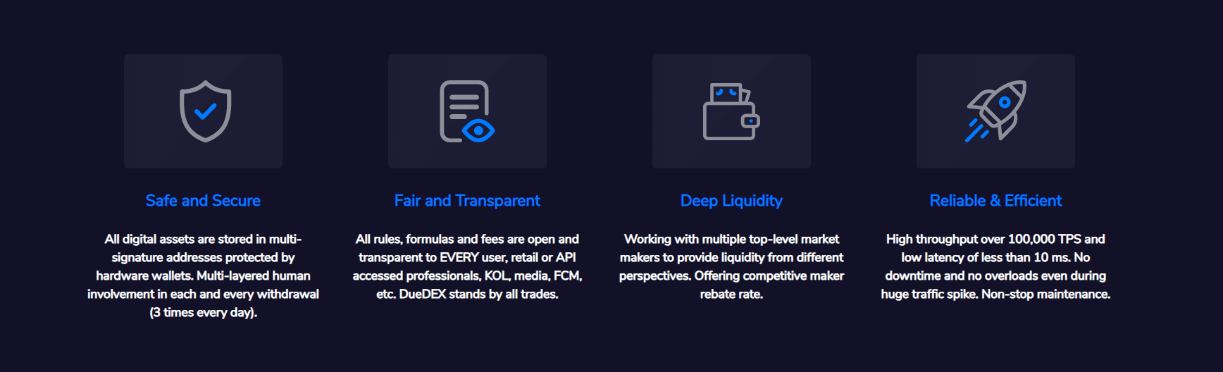 DueDEX Advantages